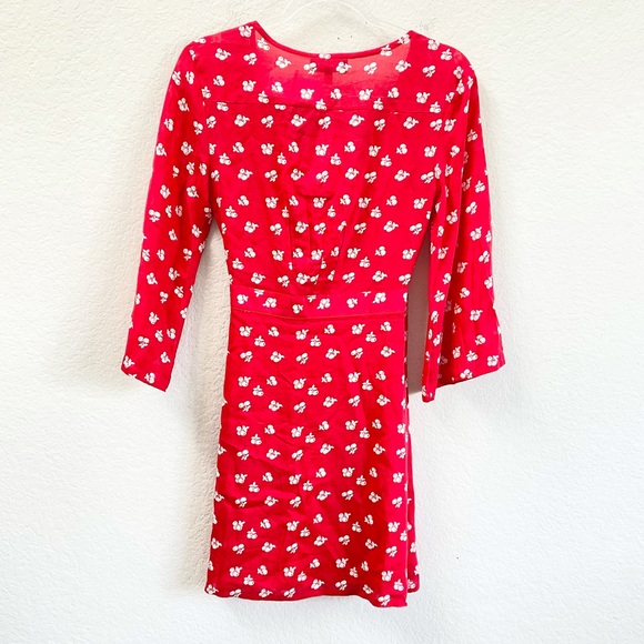 & Other Stories Cherry Print Wrap Dress Mini Sz 4 - Picture 3 of 5